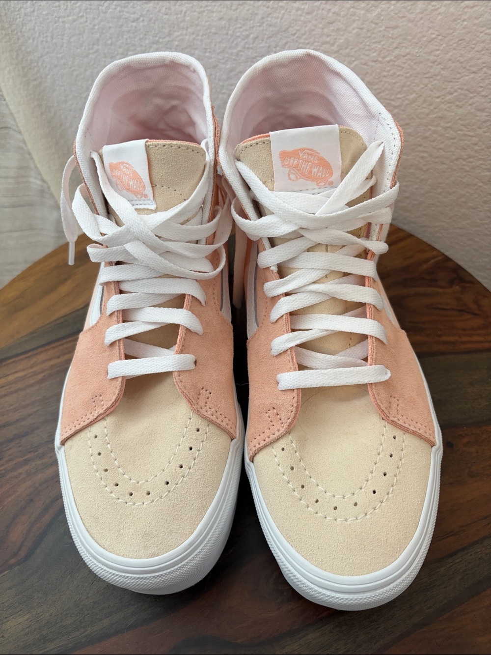 Vans Women Pink & Beige High-Top Suede platform Sneakers